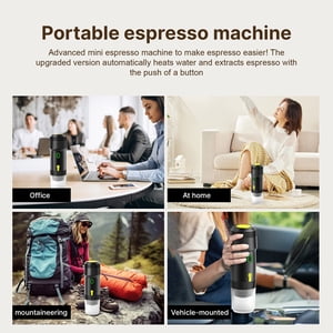 Mini Portable Coffee Machine for Car Home Travel 3 in 1 Cordless Electric Coffee Maker Work With Capsule and Ground Coffee Mini Cold Brew and Heating Coffee Maker with 120ml Cup