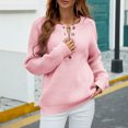 thumbnail image 4 of EGNMCR for Women Sweaters Hiver Chaud en Vrac Haut Uni Sleeve Col Rond Col Rond Sweater, Gifts for Women, 4 of 6
