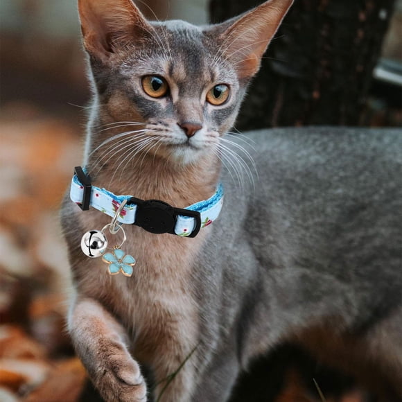 Pet Collars Fragmented Cat Ribbon Design for Secure and Stylish Everyday Wear, 4x14x2 cm, Blue