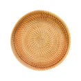 thumbnail image 1 of Round Rattan Serving Tray Organizer Storage Platter Handwoven Candy Plate Serving Basket for Drinks Restaurant Fruit Table Home Decor , Brown, 22cmx3cm, 1 of 7