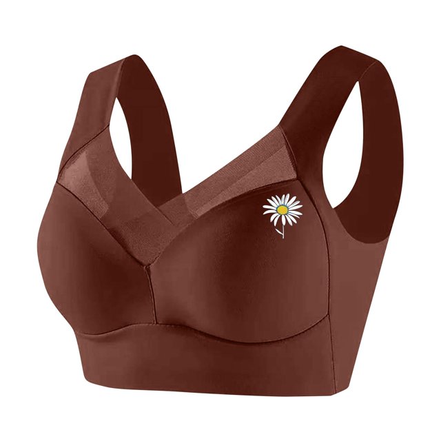 ManxiVoo Wireless Comfort Bras Full Coverage Minimizer with Adjustable Straps and Side Support for Everyday Wear Smooth T-Shirt Design XXXXXL Size Coffee