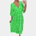 thumbnail image 2 of JIRNDf Robes Maxi d'Été pour Femmes Tendance à Imprimé Floral, par-Dessus, Col en V, Sans Manches, Robes d'Été pour Femmes, Robe Bohème Verte m, 2 of 8