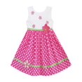thumbnail image 1 of Robe Fille Rose à Pois Fleur Brodée Robe d'Été Vêtements Enfants 3 Ans, 1 of 5