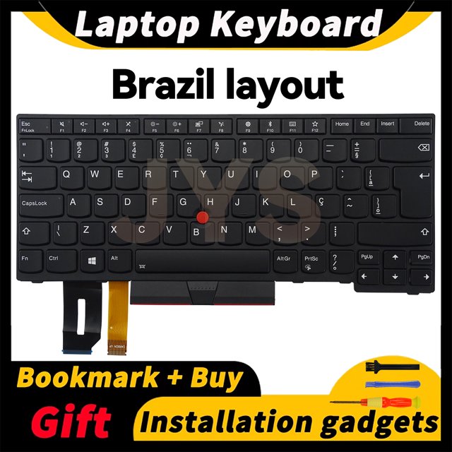 Laptop Replacement Keyboard for Lenovo ThinkPad E480 E490 L380 R480 T480S L490 T490 With backlight US/UK/Spanish/French layout BR backlit