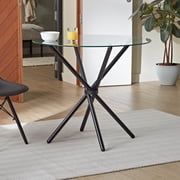 Velets Bella Glass Top Dining Table with Metal Legs - Modern & Sleek Design for Dining Room, Kitchen, or Living Room - Durable & Sturdy Construction, Perfect for Breakfast Nooks & Kitchens