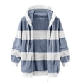 thumbnail image 4 of TIMIFIS Womens Winter Fuzzy Fleece Jacket Hooded Color Block Patchwork Cardigan Coats Outerwear Fashion-Light BlueFall/Winter, 4 of 5