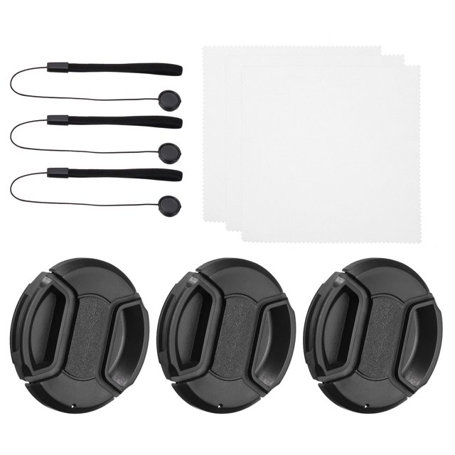 Unique Bargains 55mm Lens Cap Set, 3Pack Sides Pinch Snap Camera Lens Cover, Black
