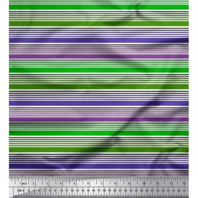 Soimoi Silk Fabric Horizontal Stripe Print Fabric by The Yard 42 Inch Wide