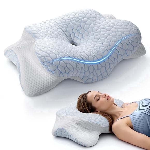 Lolsea Cooling Cervical Neck Pillow, Memory Foam Ergonomic Orthopedic Pillow for Neck and Shoulder