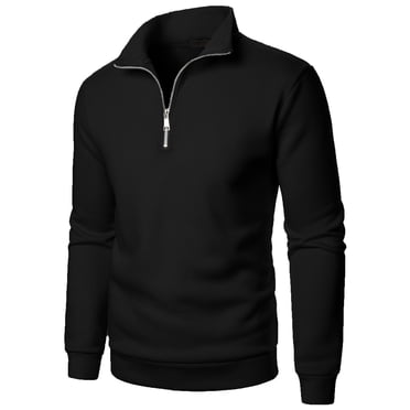 AherBiu Chandails à Manches Longues pour Hommes, Fermeture Éclair, Col Montant, Coupe Ajustée, Chandail à Enfiler, Automne Hiver, Décontracté, Ample, Couleur Unie, T-Shirt Léger, Hauts