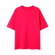 AherBiu Plus Taille T Chemises Col rond Coton doux Tees Casual été T-shirts de couleur solide pour homme