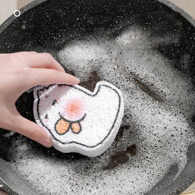Oleegame 1PC Ten Dollar Items Cartoon Dish Cloth Compressed Sponge Wipe Dishwashing Sponges Rag For Home Kitchen Pot Dishes Bowls Cleaning Tool