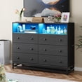 thumbnail image 1 of EDTara Commode Moderne avec Éclairage DEL RVB, Station de Recharge 4 AC + 2 USB, 6 Tiroirs Spacieux, Pattes en MDF et Métal Durables, Assemblage Facile, Rangement Multifonction pour Chambre/salon, 1 of 7