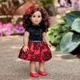 thumbnail image 2 of - Esprit de Vacances - Ensemble 3 Pcs - Robe de Fête Taffetas Rouge avec Chaussures Rouges et Bandeau - Vêtements pour Poupée de 18 Pouces (Poupée Non Incluse), 2 of 5