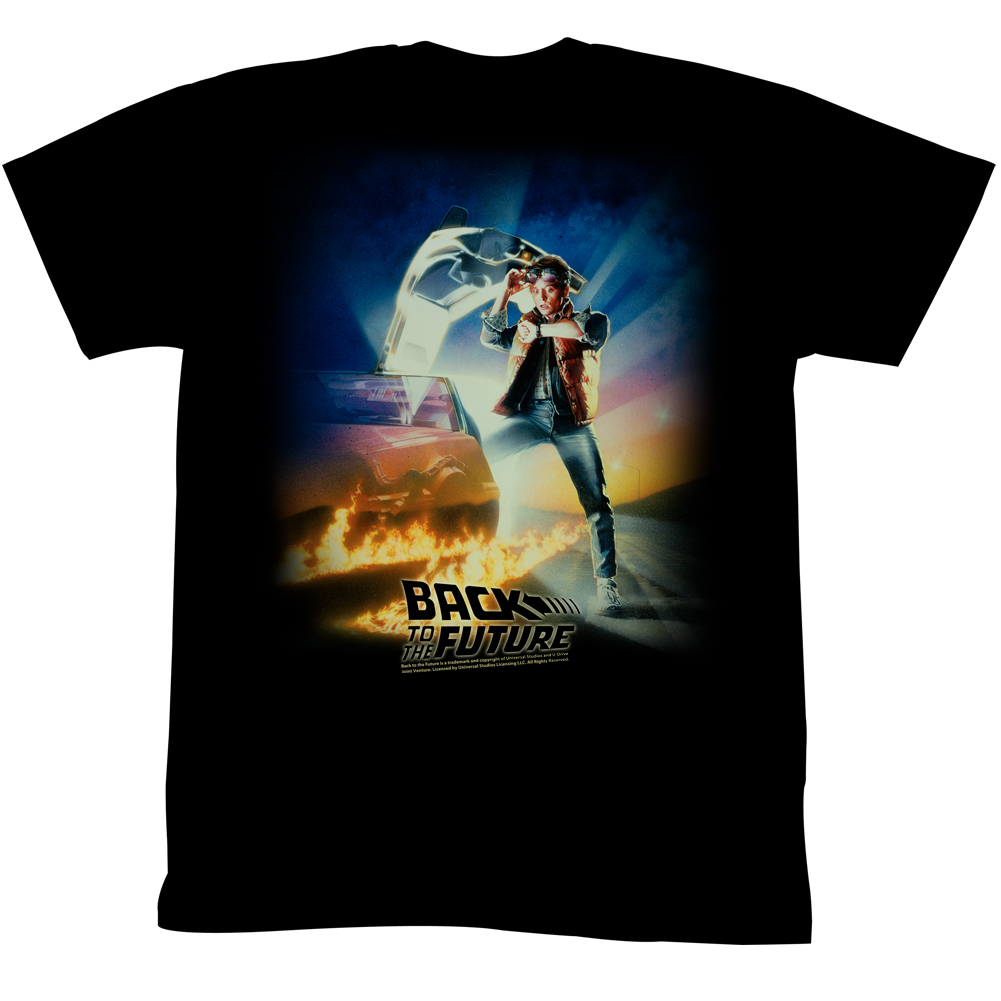 Back To The Future Movie Btf Poster Black Adult T-Shirt Tee