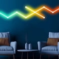 thumbnail image 3 of Mistaha Lignes Lumineuses Murales DEL RVB Modernes à Faire Soi-Même avec Contrôle par Application Intelligente et Synchronisation Musicale - Créent une Atmosphère Vibrante pour Salle de Jeux, Chambre, Salon - Installation Facile, Grand Application - Parfait, 3 of 7