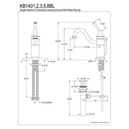 Kingston Brass KB1403BL Victorian Mono Block Bathroom Faucet, Antique Brass