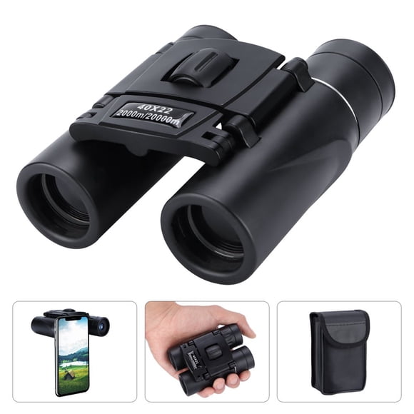 Qoosea 40x22 Binoculars for Adults and Kids Folding Compact Binoculars with Low Light Vision Waterproof Binoculars for Bird Watching Concerts Travel and Camping