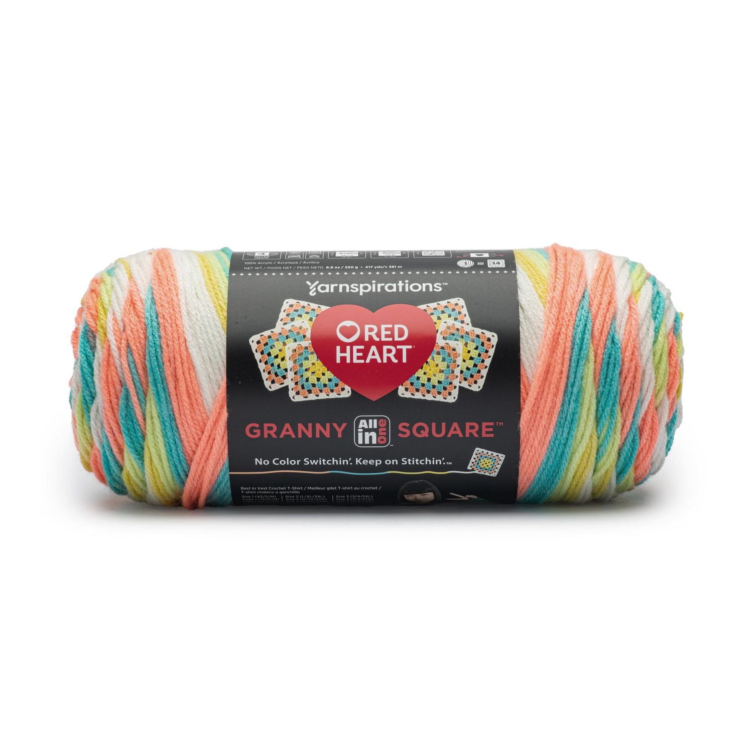 Red Heart® All In One Granny Square™ Fil acrylique peigné n° 4 (moyen) 8.8oz/250g 417 Yards