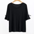thumbnail image 2 of AherBiu Pajamas Tops for Women Oversized Ruffle 1/2 Sleeve Basic Layer Top Tees Shirts Comfy Soft Undershirts, 2 of 5