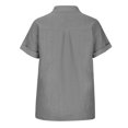 thumbnail image 3 of Womens Cotton Linen Button Down Shirt Casual Short Sleeve Loose Fit Collared V Neck Summer Beach Work Blouse Tops, 3 of 5