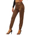 thumbnail image 4 of Unique Bargains Women's Drawstring Elastic High Rise Silky Satin Cargo Solid Pants Coffee XS, 4 of 7