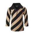 thumbnail image 1 of Sportoli Polo Rugby à Manches Longues en Coton à Larges Rayures pour Garçons - Noir/beige (Taille 10), 1 of 7