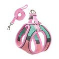 thumbnail image 2 of Pet Harness and Leash Set, Breathable Mesh Vest with Adjustable Straps, Color Block Dog Cat Walking Strap, Polyester, Orange/Pink/Red/Green/Blue, 1 Set, 2 of 6