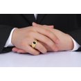 thumbnail image 2 of RYLOS Men's Rings 14K Yellow Gold Ring Classic Designer Style 8X6MM Oval Gemstone & Diamond Ring Black Star Sapphire Birthstone Rings For Men Size 9, 2 of 7