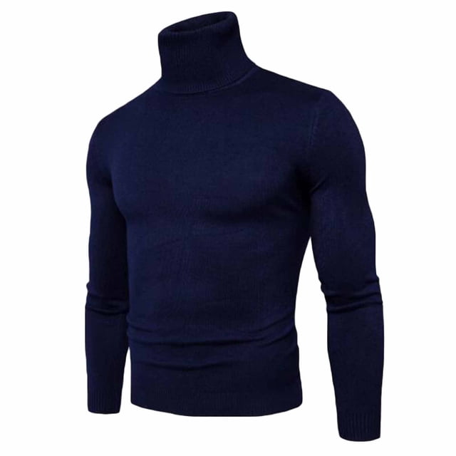 IROINNID Men's Turtleneck Long Sleeve Jumper Mid-Length Solid Color Knit Pullover Trim Base Sweater Blouse