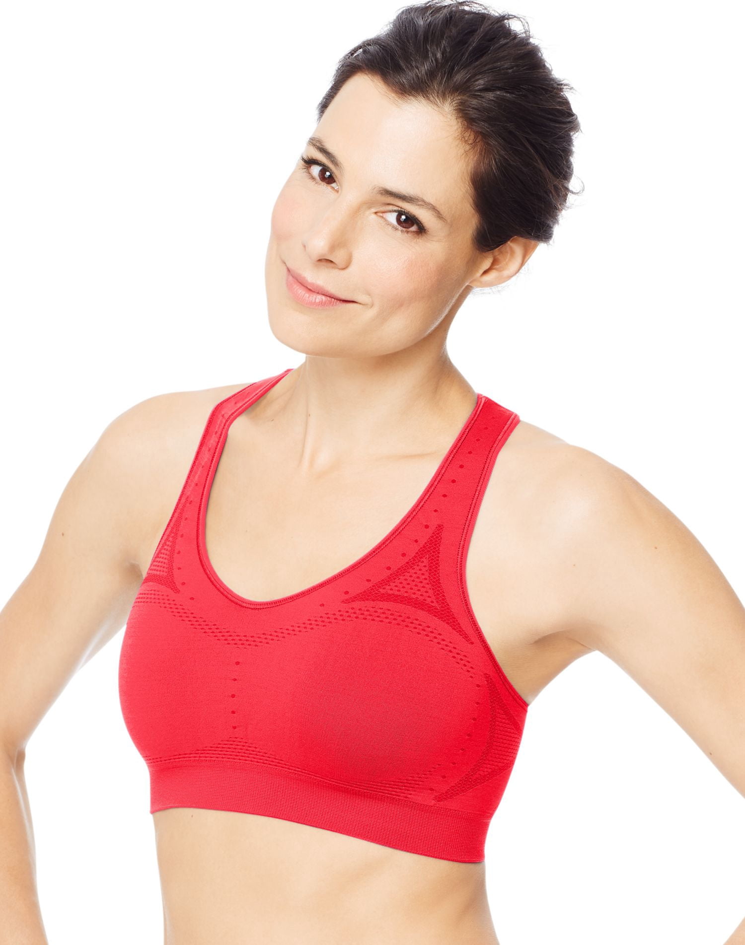 Hanes Womens Sport Seamless Racerback Sports Bra, S, Razzle Pink