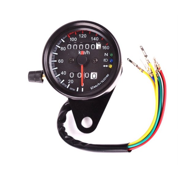 12V Universal Motorcycle Tachometer Gauge with LED Backlight for Night Use, Gear Position Display, Iron Construction, Black/Silver Optional Color - 300g, 10x7x7cm Package Size