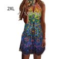 thumbnail image 4 of Langgg Robe Courte Décontractée Imprimée Sans Manches Esthétique Élégante Mignonne Robe de Plage Vacances Club Vêtements d'Été Fleur Verte 2TG, 4 of 6