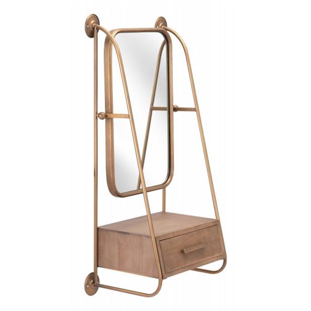 Zuo A12232 11.0 in. Peralta Mirror, Shelf Gold