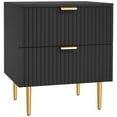 thumbnail image 1 of HOMCOM Nightstand, Bedside Table, Side End Table with 2 Drawers, Black, 1 of 10