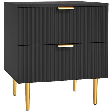 HOMCOM Nightstand, Bedside Table, Side End Table with 2 Drawers, Black