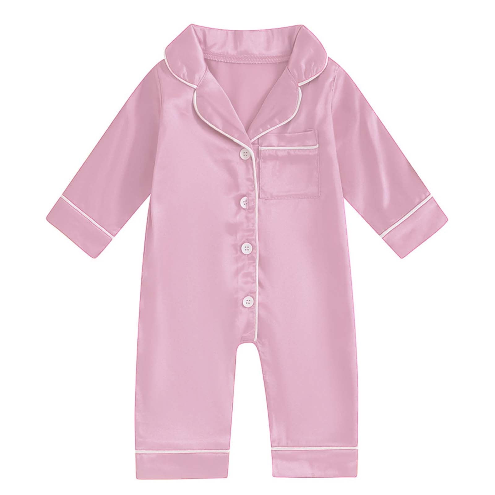 Lenpel Newborn Baby Onesie Pajamas Infant Long Sleeve Lapel Button Down One Piece Sleepwear Jumpsuits Footless Sleep Rompers(Pink,6-9 Months)