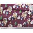 thumbnail image 3 of Soimoi Purple polyester Crepe Fabric Snowman,House & Tree Christmas Printed Fabric 1 Yard 52 Inch Wide, 3 of 3