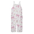 thumbnail image 4 of Girls Overall Bow Print Rompers for Girls Loose Casual Rompers with Pockets Clothes for Girls 8-10 Y, 4 of 5