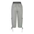 thumbnail image 4 of Diufon Women's Cotton Cargo Pants Pockets Color Block 3/4 Sweatpants Elastic Waist Drawstring Lounge Pants, 4 of 6