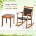 thumbnail image 3 of Costway 3PCS Patio Rattan Rocking Chair Bistro Set Acacia Wood Frame Armrest, 3 of 9