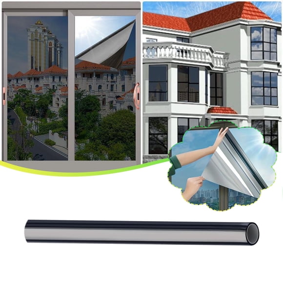 Kadlawus One Way Window Film for Office, Sun Blocking Reflective Privacy Film, Static Cling Heat Insulation Window Tint for Glass Doors and Windows