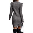 thumbnail image 3 of Innerwin Robe Chandail Col Rond Chandail pour Femmes Chandail d'Hiver Manches Longues Élégante Mini Robes Gris m, 3 of 4