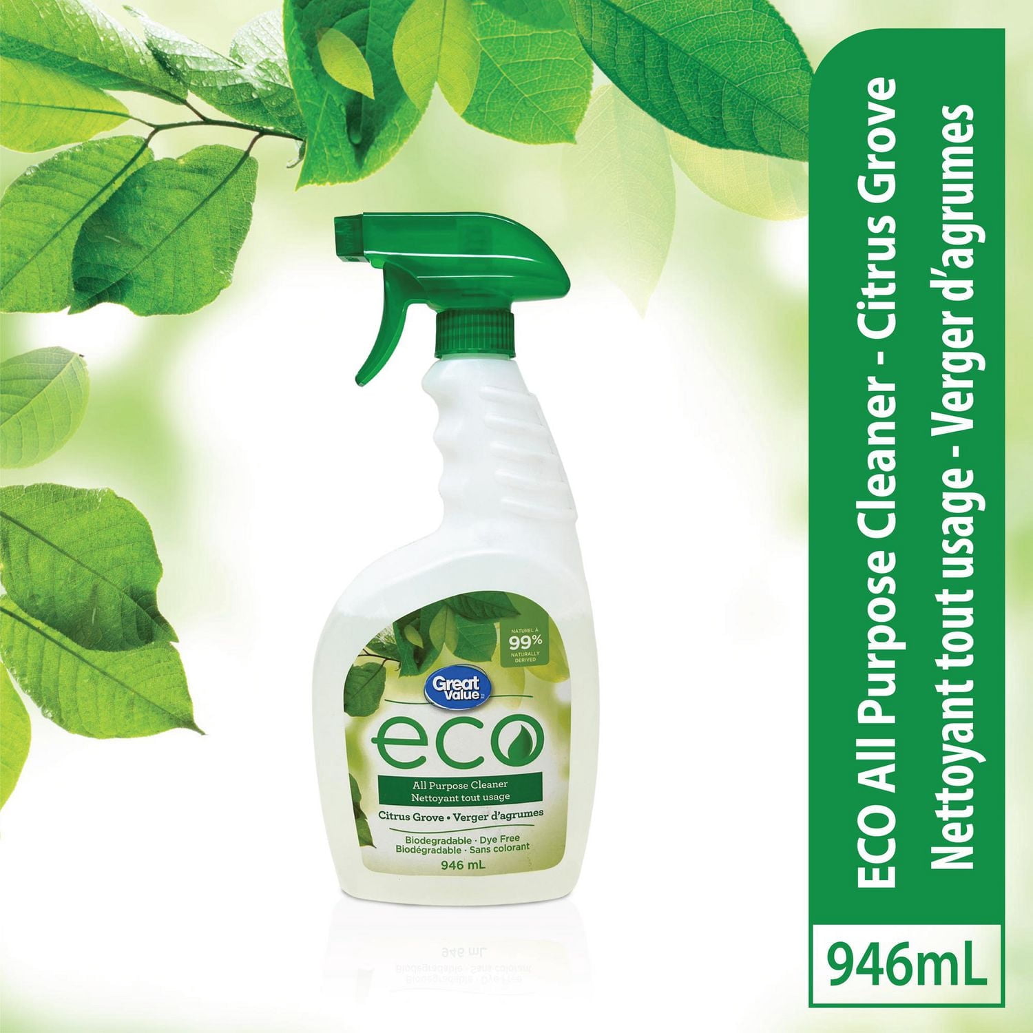 Great Value Eco Citrus Grove All Purpose Cleaner, Natural Cleaner, Spray, Citrus Scent, 946ml