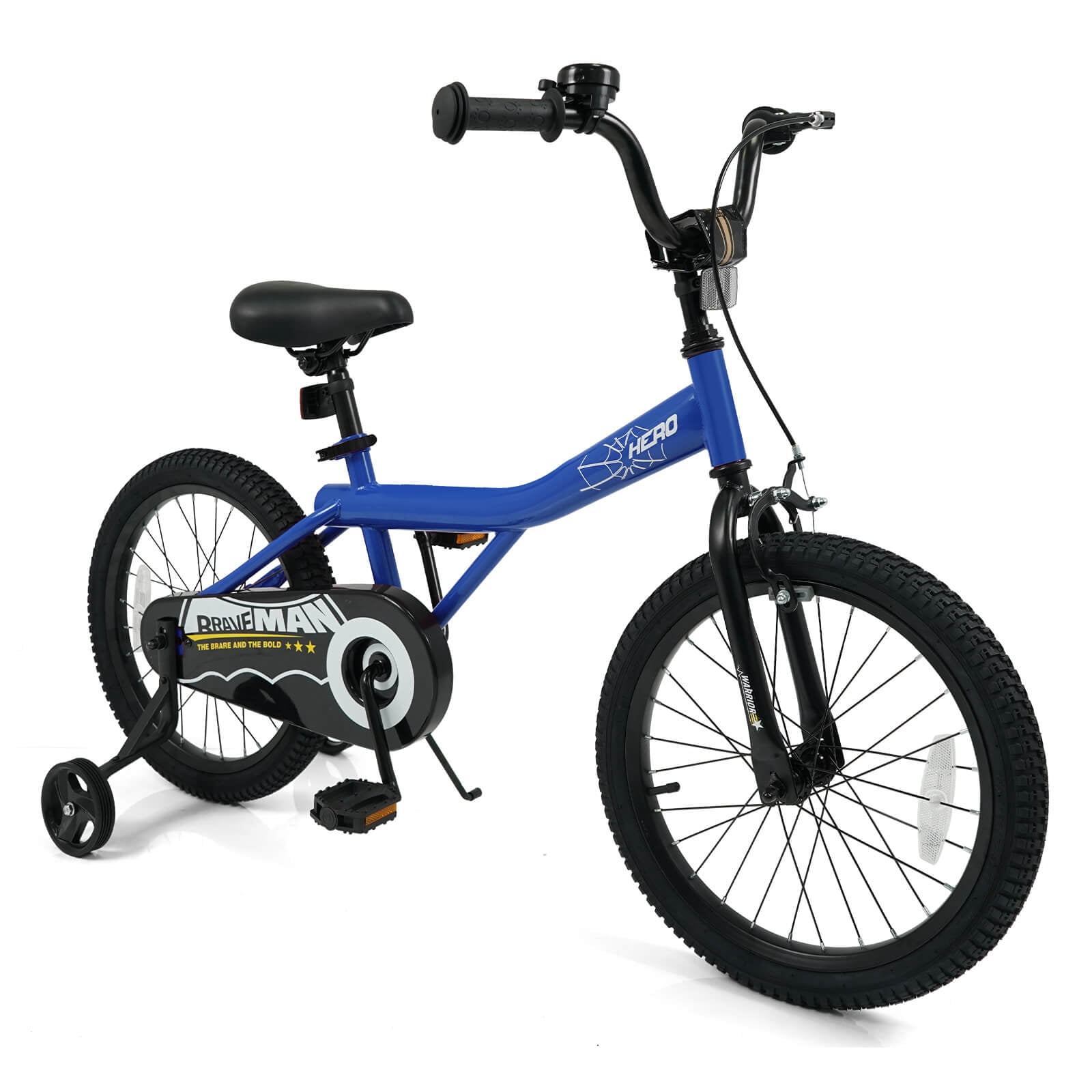 Costway Kids Bike, 18 Inch Bicycle for Children with Removable Training Wheels, Dual Brakes Blue