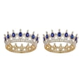 thumbnail image 2 of ZheElen Alloy Durable And Non-deforming Rhinestone For Wedding Or Cosplay Family Wedding Hair Crown Gold  + sapphire 2Set, 2 of 6