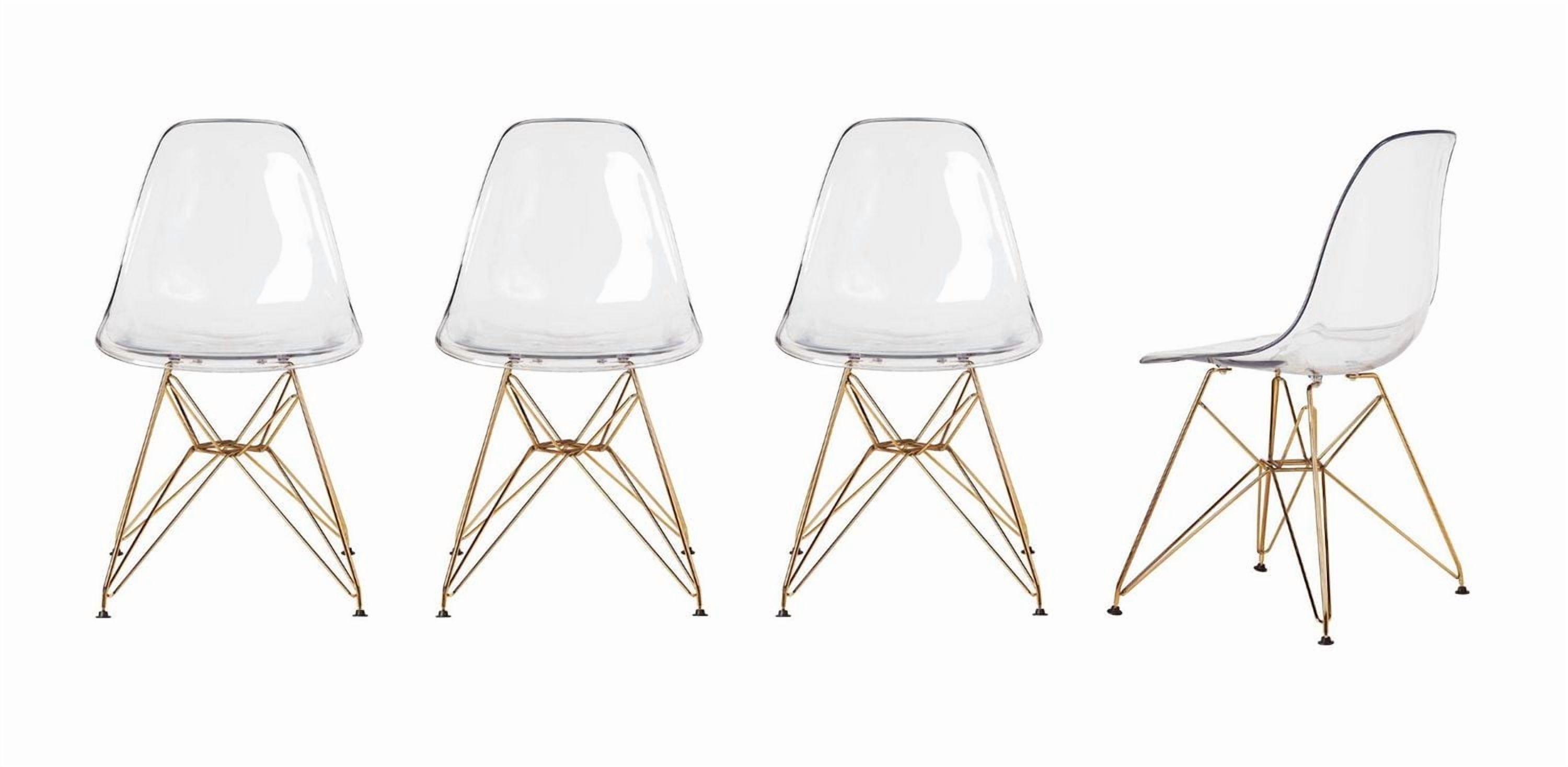 Heavenly Collection Clear & Gold Dining Chair Set of 4