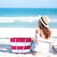 thumbnail image 1 of RXIRUCGD Sac de Plage Estival Tropical à Rayures pour Femmes, Sacs Fourre-Tout Réutilisables, Sac d'Épicerie à Bandoulière avec Poche à Fermeture Éclair, 1 of 7