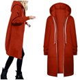thumbnail image 1 of Womens Hoodies Coat Fall Om Jacket Winter Warm Pockets Drawstring Fossa Jacket Zipper Open Thin Hooded Womens Zipper Sweaters Jackets Long Cardigans Tops Zip Fleece Jacket Women Outwear, 1 of 6