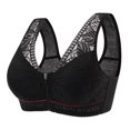 thumbnail image 1 of Virmaxy Womens Wireless Bra Oversized Soft Cotton Cup with No Steel Ring Cover Front Zipper Printing Chest Lifting Side Collection and Beautiful Back Underwear Black XXXXXXL, 1 of 2